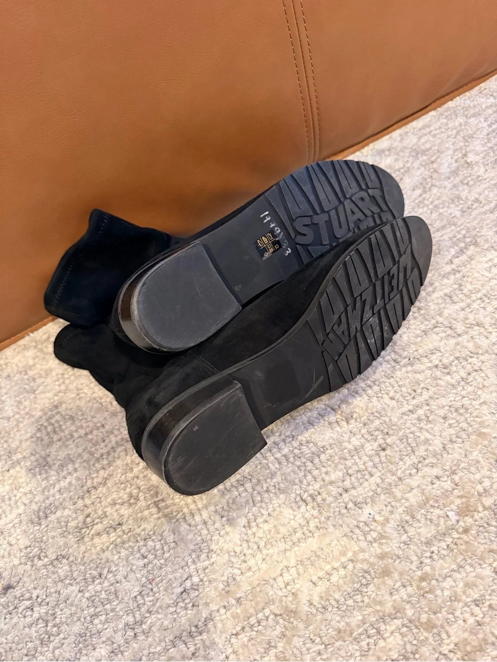 Stuart Weitzman Black Suede Chelsea Ankle Boots